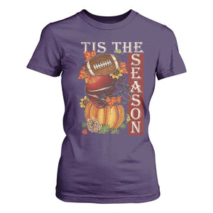 Thanksgiving Tis The Season T Shirt For Women American Football Pumpkin Fall Season TS11 Purple Print Your Wear
