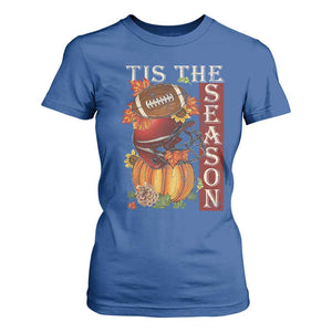 Thanksgiving Tis The Season T Shirt For Women American Football Pumpkin Fall Season TS11 Royal Blue Print Your Wear