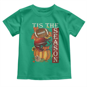 Thanksgiving Tis The Season Toddler T Shirt American Football Pumpkin Fall Season TS11 Irish Green Print Your Wear