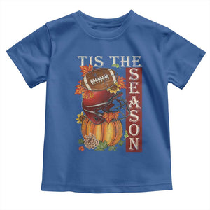 Thanksgiving Tis The Season Toddler T Shirt American Football Pumpkin Fall Season TS11 Royal Blue Print Your Wear