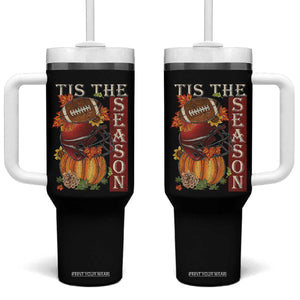 Thanksgiving Tis The Season Tumbler With Handle American Football Pumpkin Fall Season TS11 One Size: 40 oz Black Print Your Wear