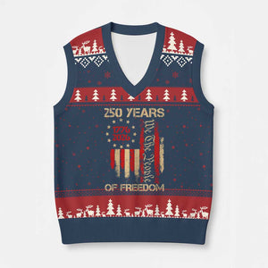 250 Years Of Freedom V-Neck Knit Sweater Vest 250th America Anniversary Independence Day TS11 Navy Red Print Your Wear