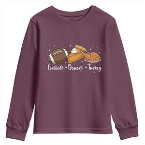 Funny Political Fall Season Youth Sweatshirt Football Dessert Turkey Thanksgiving TS11 Maroon Print Your Wear