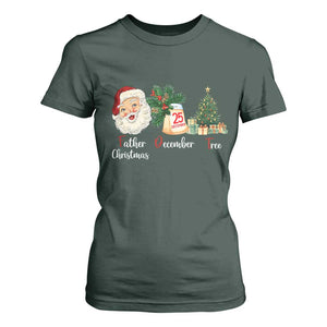 Funny Political Christmas T Shirt For Women Father Christmas December Tree TS11 Dark Forest Green Print Your Wear