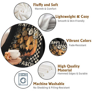 Happy Fall Resist Fascism Throw Blanket Halloween Fall Pumpkin TS11 Print Your Wear