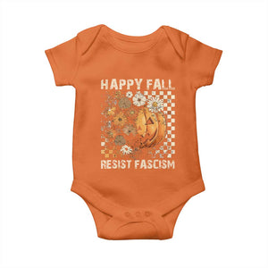 Happy Fall Resist Fascism Baby Onesie Halloween Fall Pumpkin TS11 Orange Print Your Wear