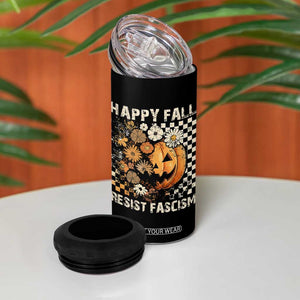 Happy Fall Resist Fascism 4 in 1 Can Cooler Tumbler Halloween Fall Pumpkin TS11 Print Your Wear