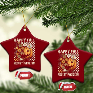 Happy Fall Resist Fascism Ceramic Ornament Halloween Fall Pumpkin TS11 Print Your Wear