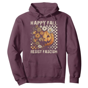 Happy Fall Resist Fascism Hoodie Halloween Fall Pumpkin TS11 Maroon Print Your Wear