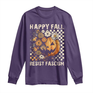 Happy Fall Resist Fascism Long Sleeve Shirt Halloween Fall Pumpkin TS11 Purple Print Your Wear