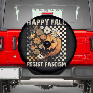 Happy Fall Resist Fascism Spare Tire Cover Halloween Fall Pumpkin TS11 Black Print Your Wear