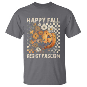 Happy Fall Resist Fascism T Shirt Halloween Fall Pumpkin TS11 Charcoal Print Your Wear