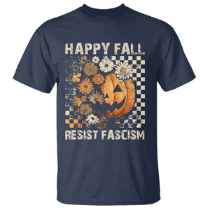 Happy Fall Resist Fascism T Shirt Halloween Fall Pumpkin TS11 Navy Print Your Wear