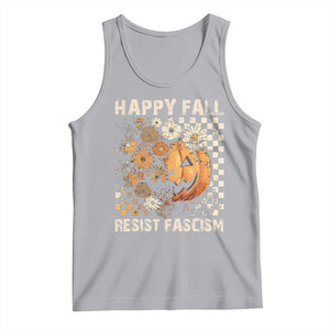 Happy Fall Resist Fascism Tank Top Halloween Fall Pumpkin TS11 Athletic Heather Print Your Wear