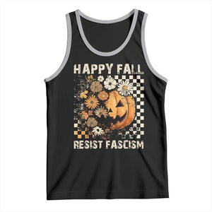 Happy Fall Resist Fascism Tank Top Halloween Fall Pumpkin TS11 Black Athletic Heather Print Your Wear