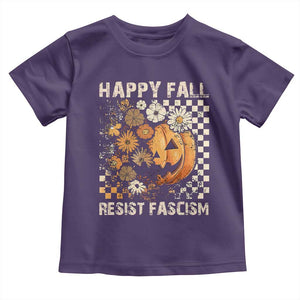 Happy Fall Resist Fascism Toddler T Shirt Halloween Fall Pumpkin TS11 Purple Print Your Wear