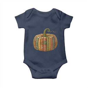 Book Pumpkin Autumn Fall Librarians Bookworm Teacher Baby Onesie TS11 Navy Print Your Wear