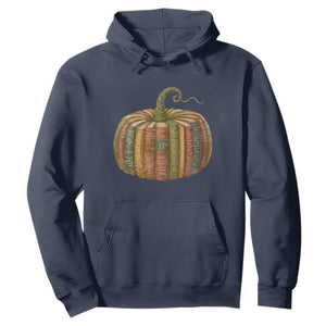 Book Pumpkin Autumn Fall Librarians Bookworm Teacher Hoodie TS11 Navy Print Your Wear
