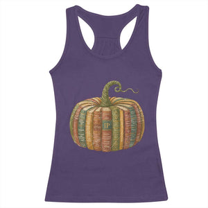 Book Pumpkin Autumn Fall Librarians Bookworm Teacher Racerback Tank Top TS11 Purple Print Your Wear