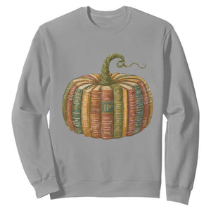Book Pumpkin Autumn Fall Librarians Bookworm Teacher Sweatshirt TS11 Sport Gray Print Your Wear
