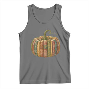 Book Pumpkin Autumn Fall Librarians Bookworm Teacher Tank Top TS11 Black Heather Print Your Wear
