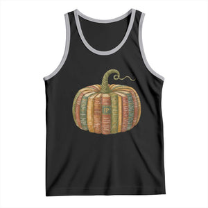 Book Pumpkin Autumn Fall Librarians Bookworm Teacher Tank Top TS11 Black Athletic Heather Print Your Wear