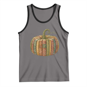 Book Pumpkin Autumn Fall Librarians Bookworm Teacher Tank Top TS11 Deep Heather Black Print Your Wear
