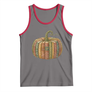Book Pumpkin Autumn Fall Librarians Bookworm Teacher Tank Top TS11 Deep Heather Red Print Your Wear