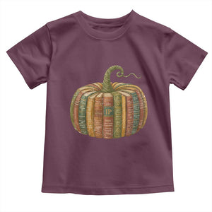 Book Pumpkin Autumn Fall Librarians Bookworm Teacher Toddler T Shirt TS11 Maroon Print Your Wear