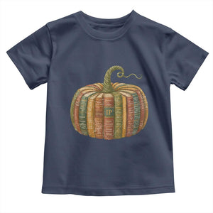 Book Pumpkin Autumn Fall Librarians Bookworm Teacher Toddler T Shirt TS11 Navy Print Your Wear
