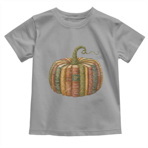 Book Pumpkin Autumn Fall Librarians Bookworm Teacher Toddler T Shirt TS11 Sport Gray Print Your Wear
