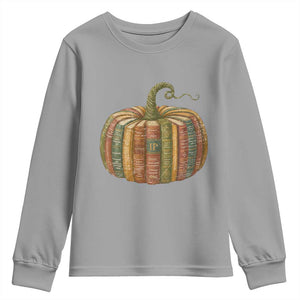Book Pumpkin Autumn Fall Librarians Bookworm Teacher Youth Sweatshirt TS11 Sport Gray Print Your Wear