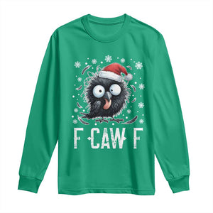 Funny F Caw F Christmas Crow Long Sleeve Shirt Santa Raven Xmas Holiday TS11 Irish Green Print Your Wear