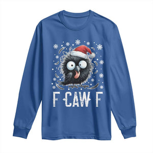 Funny F Caw F Christmas Crow Long Sleeve Shirt Santa Raven Xmas Holiday TS11 Royal Blue Print Your Wear