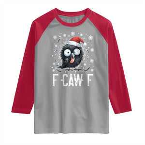 Funny F Caw F Christmas Crow Raglan Shirt Santa Raven Xmas Holiday TS11 Sport Gray Red Print Your Wear
