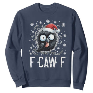 Funny F Caw F Christmas Crow Sweatshirt Santa Raven Xmas Holiday TS11 Navy Print Your Wear