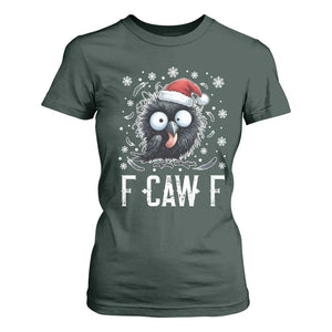 Funny F Caw F Christmas Crow T Shirt For Women Santa Raven Xmas Holiday TS11 Dark Forest Green Print Your Wear