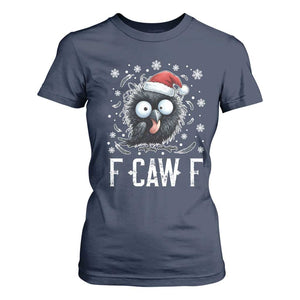 Funny F Caw F Christmas Crow T Shirt For Women Santa Raven Xmas Holiday TS11 Navy Print Your Wear