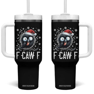 Funny F Caw F Christmas Crow Tumbler With Handle Santa Raven Xmas Holiday TS11 One Size: 40 oz Black Print Your Wear