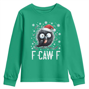 Funny F Caw F Christmas Crow Youth Sweatshirt Santa Raven Xmas Holiday TS11 Irish Green Print Your Wear