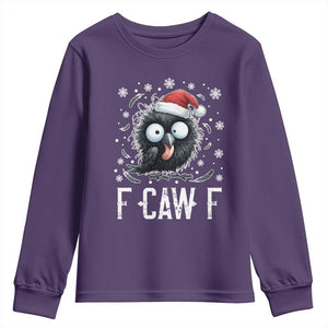 Funny F Caw F Christmas Crow Youth Sweatshirt Santa Raven Xmas Holiday TS11 Purple Print Your Wear