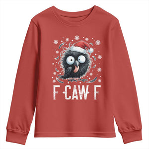 Funny F Caw F Christmas Crow Youth Sweatshirt Santa Raven Xmas Holiday TS11 Red Print Your Wear
