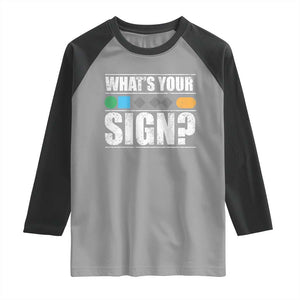 Funny Ski Snowboard Whats Your Sign Raglan Shirt TS11 Sport Gray Black Print Your Wear