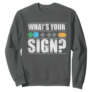Funny Ski Snowboard Whats Your Sign Sweatshirt TS11 Dark Heather Print Your Wear