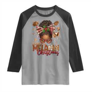Have A Melanin Christmas African American Girl Xmas Raglan Shirt TS11 Sport Gray Black Print Your Wear