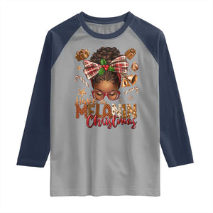 Have A Melanin Christmas African American Girl Xmas Raglan Shirt TS11 Sport Gray Navy Print Your Wear