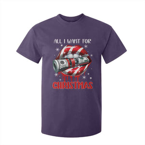 Funny All I Want For Christmas Is Money T Shirt For Kid Candy Cane Lips TS11 Purple Print Your Wear
