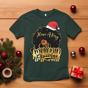 Have A Melanin Christmas African American Santa Girl Xmas T Shirt TS11 Dark Forest Green Print Your Wear
