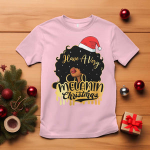 Have A Melanin Christmas African American Santa Girl Xmas T Shirt TS11 Light Pink Print Your Wear