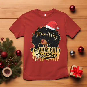 Have A Melanin Christmas African American Santa Girl Xmas T Shirt TS11 Red Print Your Wear